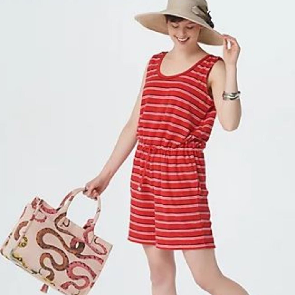 Denim&Co Red Striped Sleeveless Romper